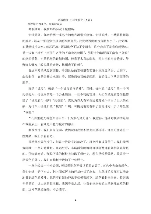 游城隍庙 小学生作文(3篇)