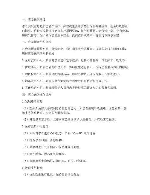 患者突发窒息时应急预案