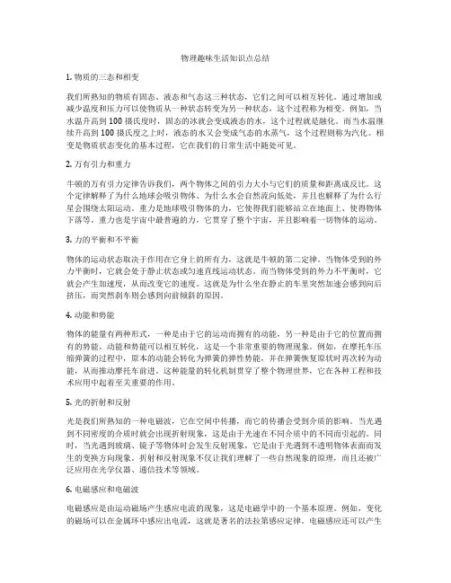 物理趣味生活知识点总结
