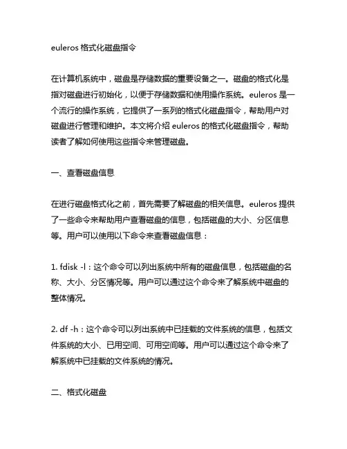 euleros 格式化磁盘指令