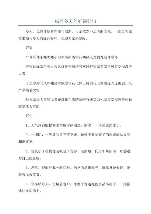 描写冬天的好词好句