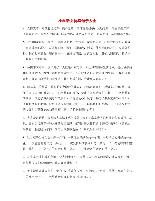 小学语文仿写句式精选练习小学升初中必练句式