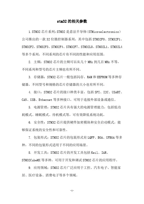 stm32的相关参数