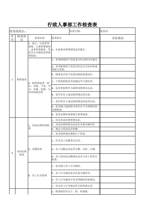 人事行政工作检查表