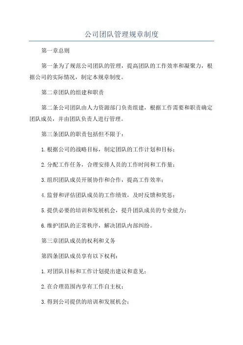 公司团队管理规章制度