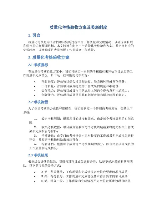 质量化考核验收方案及奖惩制度