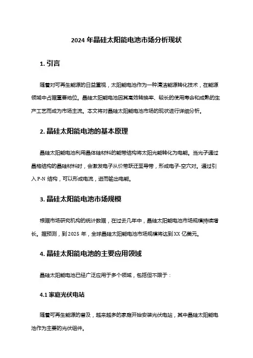 2024年晶硅太阳能电池市场分析现状