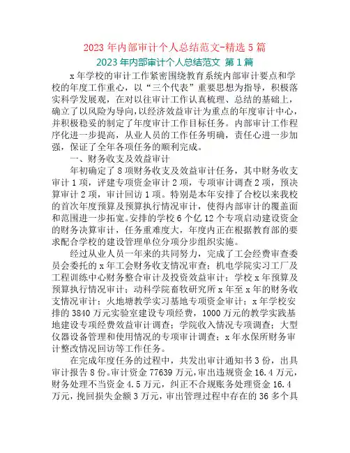 2023年内部审计个人总结范文-精选5篇