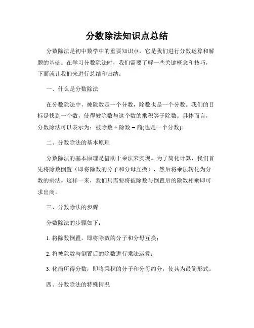 分数除法知识点总结