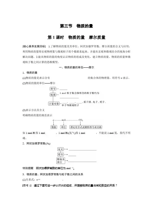 第二章 第三节 第1课时 物质的量 摩尔质量