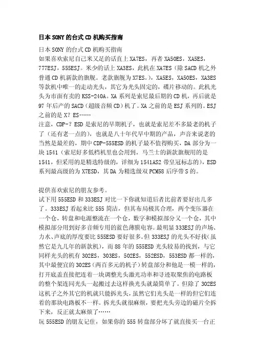 [新版]日本sony的台式cd机购置指南