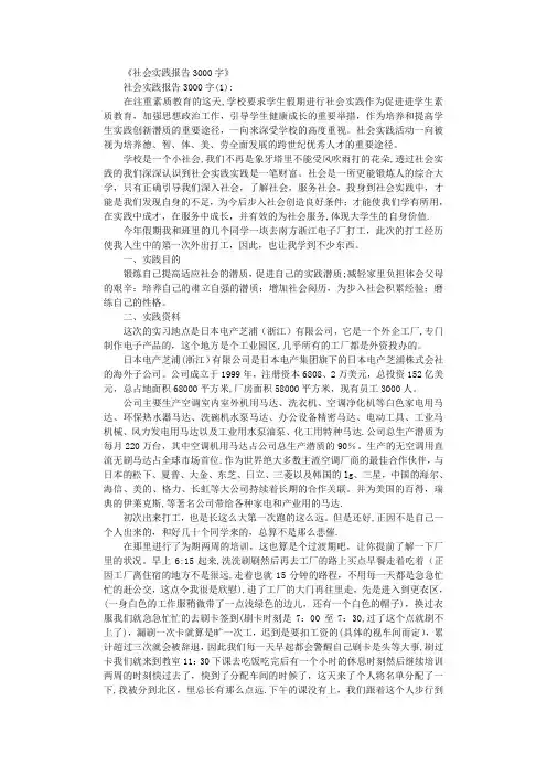 社会实践报告3000字10篇完整版