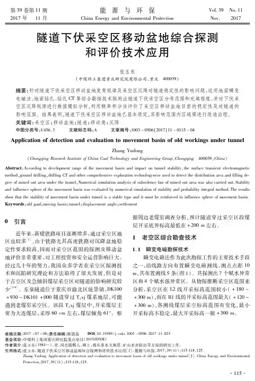 隧道下伏采空区移动盆地综合探测和评价技术应用
