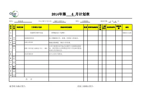 4月计划表