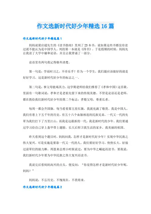 作文选新时代好少年精选16篇