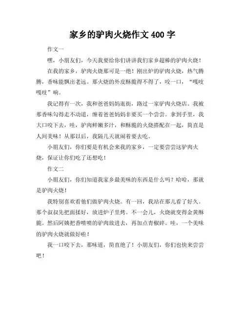家乡的驴肉火烧作文400字