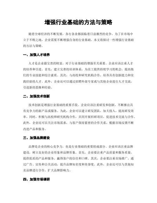 增强行业基础的方法与策略