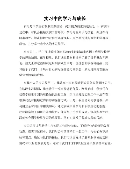 实习中的学习与成长