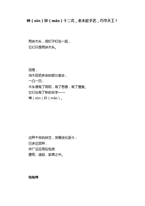 榫（sǔn）卯（mǎo）十二式，老木匠手艺，巧夺天工！