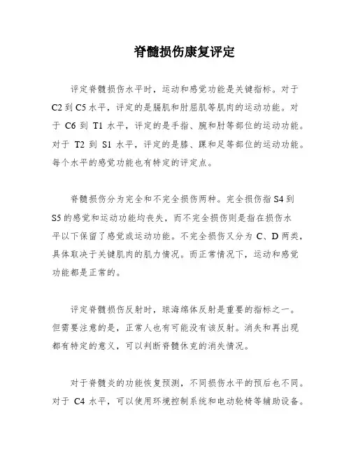 脊髓损伤康复评定