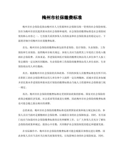 梅州市社保缴费标准