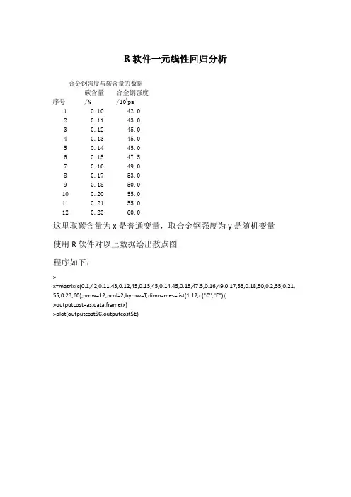 R软件一元线性回归分析(非常详细)