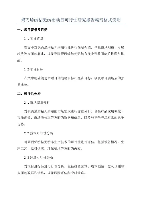 聚丙烯纺粘无纺布项目可行性研究报告编写格式说明