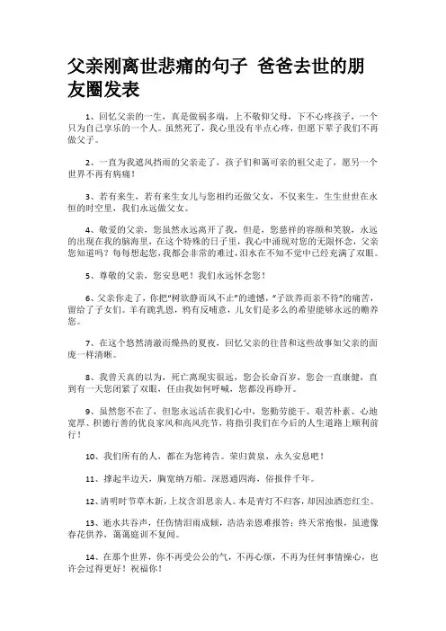 爸爸去世的朋友圈发表