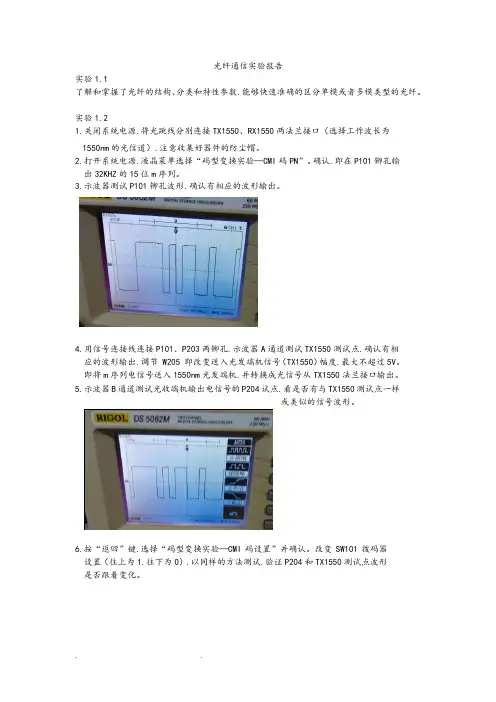 光纤通信实验报告全