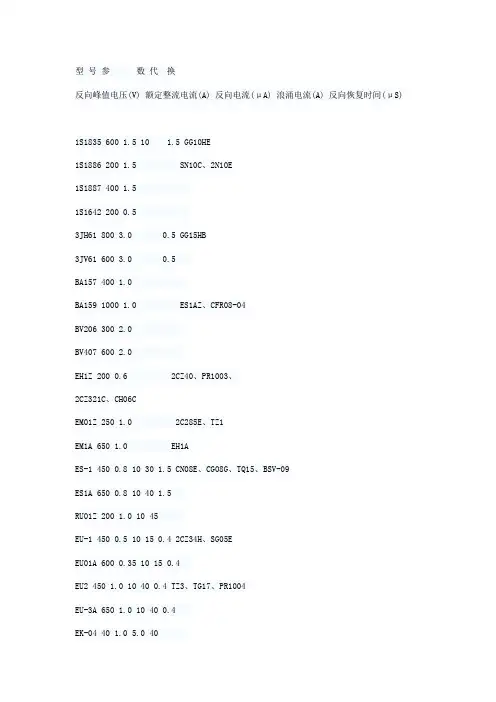 常用整流二极管技术参数
