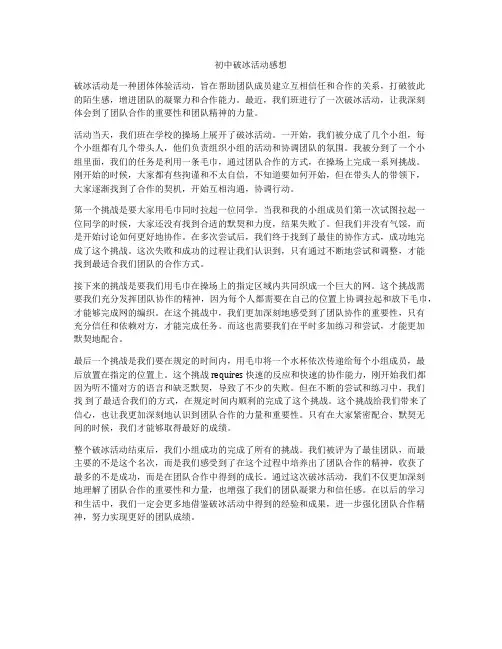 初中破冰活动感想
