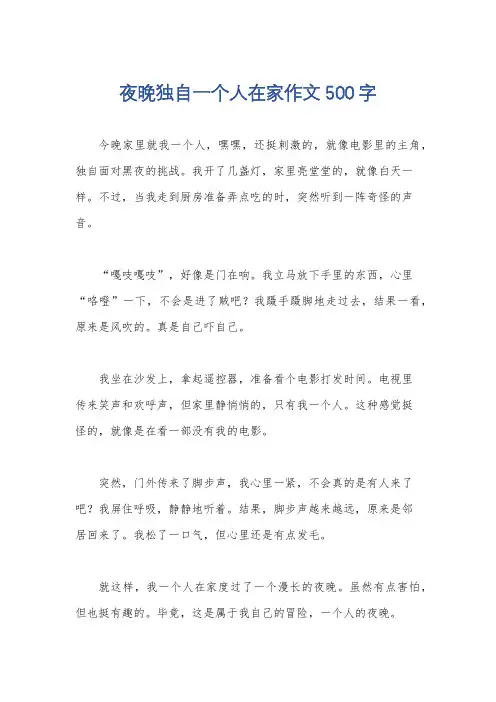 夜晚独自一个人在家作文500字
