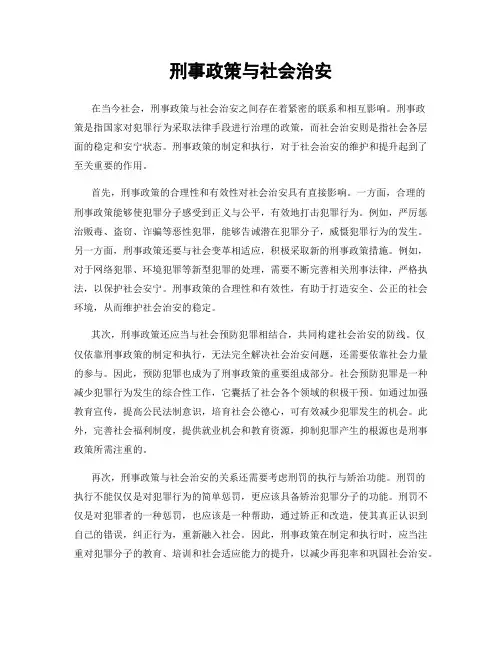 刑事政策与社会治安