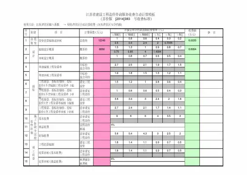 江苏省建设工程造价咨询服务收费自动计算模板(苏价服(2014)383号)
