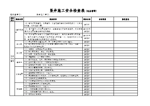 竖井检查表-分类