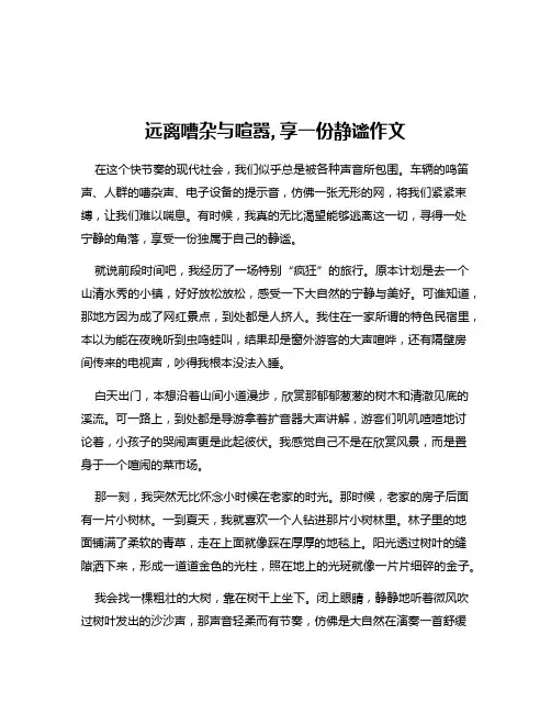 远离嘈杂与喧嚣,享一份静谧作文