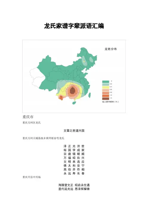 全国各省龙氏辈分收集