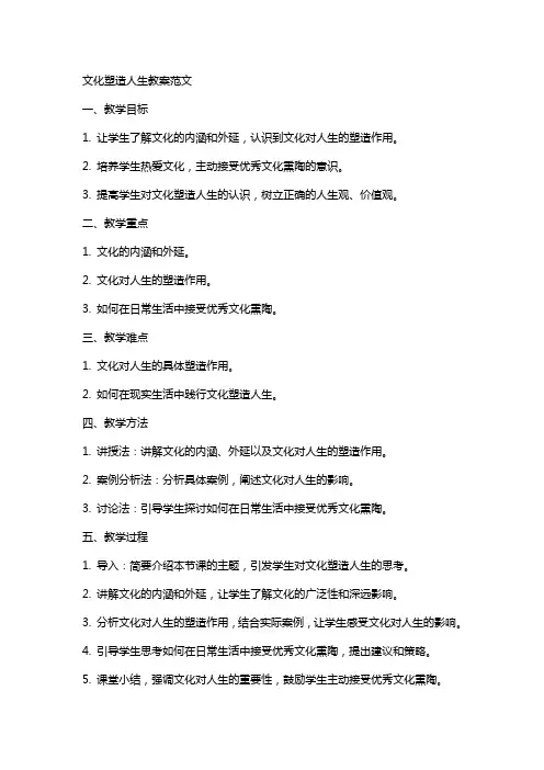 文化塑造人生教案范文