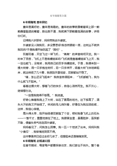 6年级随笔3篇_随笔作文_