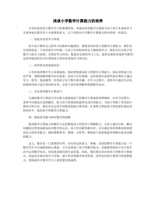 浅谈小学数学计算能力的培养