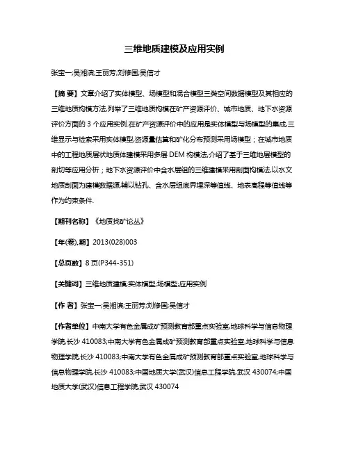三维地质建模及应用实例