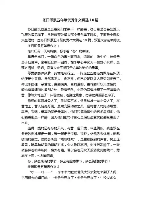 冬日即景五年级优秀作文精选10篇