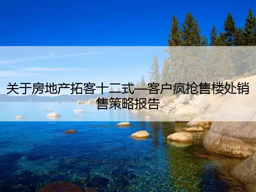 关于房地产拓客十二式—客户疯抢售楼处销售策略报告