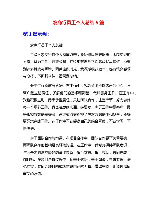 农商行员工个人总结5篇