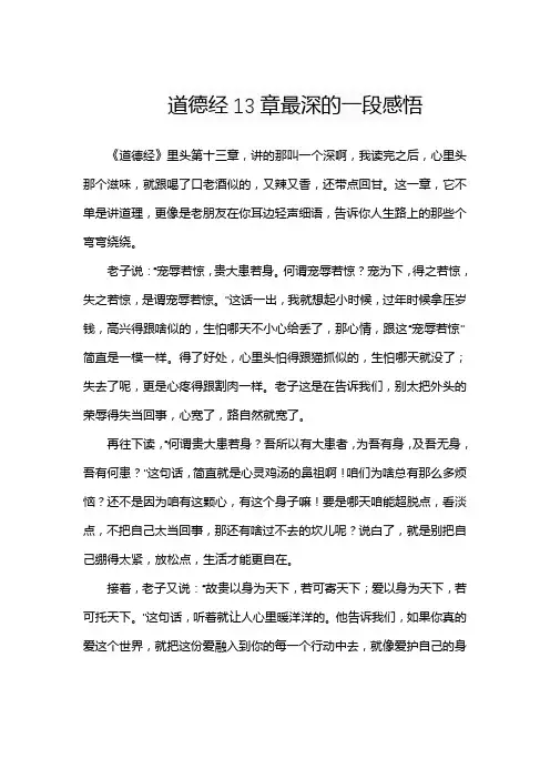 道德经13章最深的一段感悟
