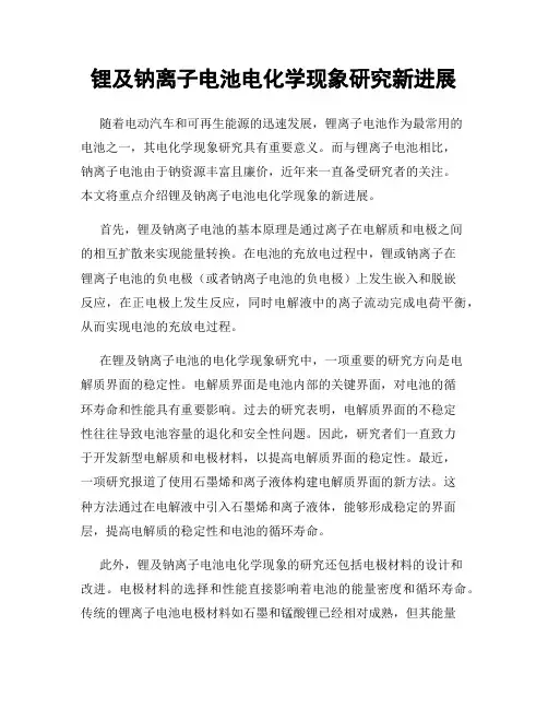 锂及钠离子电池电化学现象研究新进展