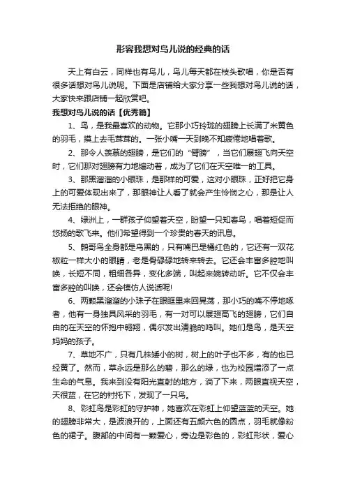 形容我想对鸟儿说的经典的话