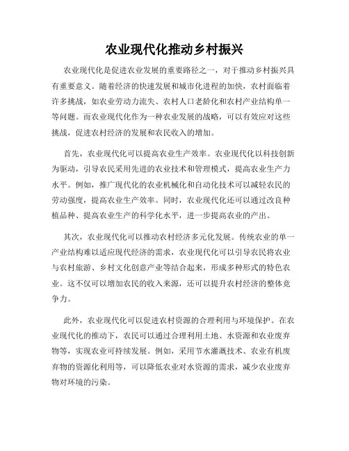 农业现代化推动乡村振兴