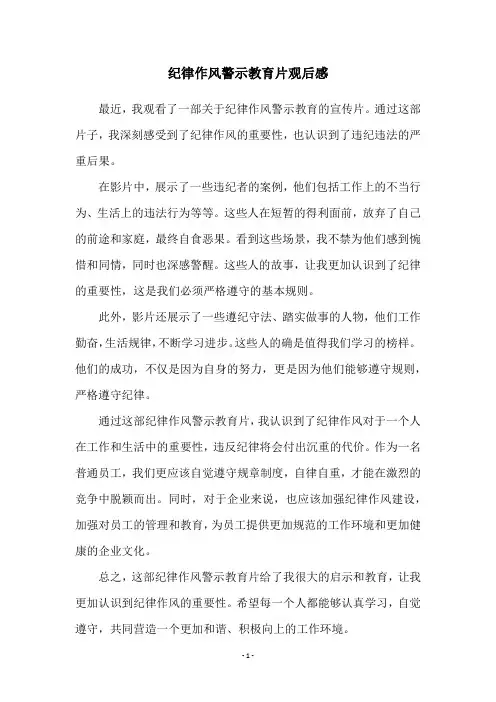 纪律作风警示教育片观后感
