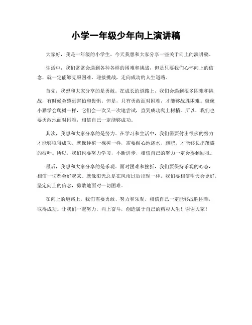 小学一年级少年向上演讲稿